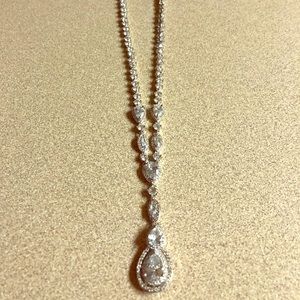 Silver Wedding Necklace with Cubic Zirconia